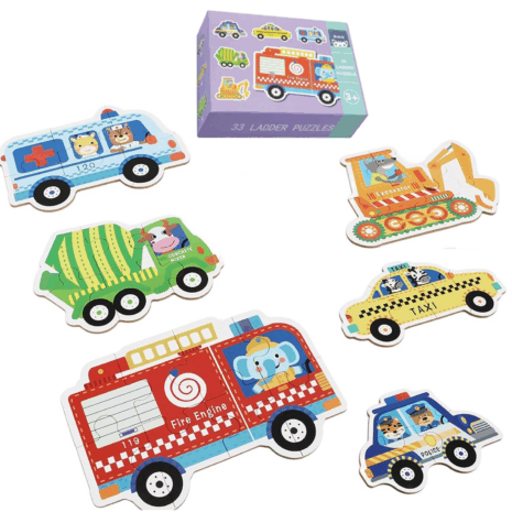 Puzzle carton Vehicule din 33 piese Recunoaste Animalele