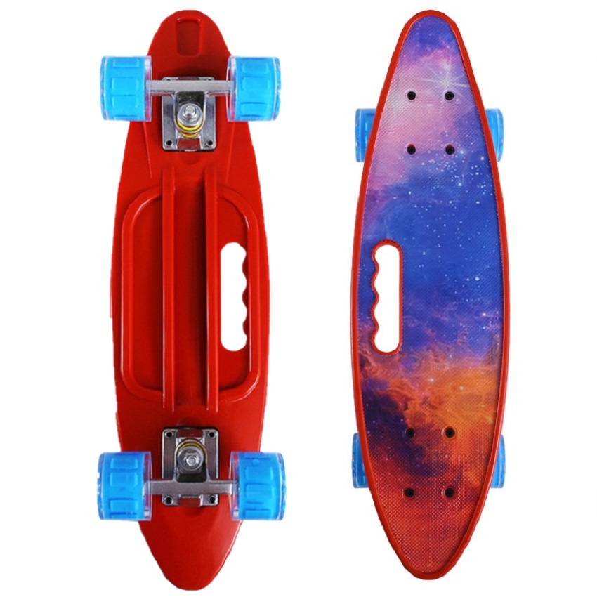 Skateboard Graphic Bleu Penny Board portabil din aluminiu lumini