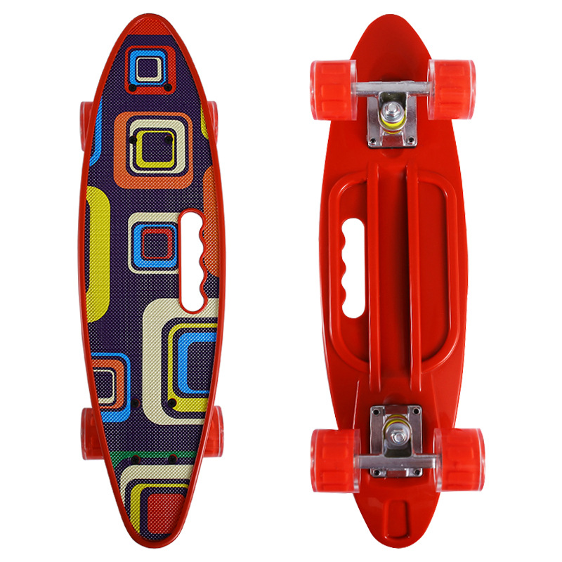 Skateboard Graphic Rosu Penny Board portabil din aluminiu lumini