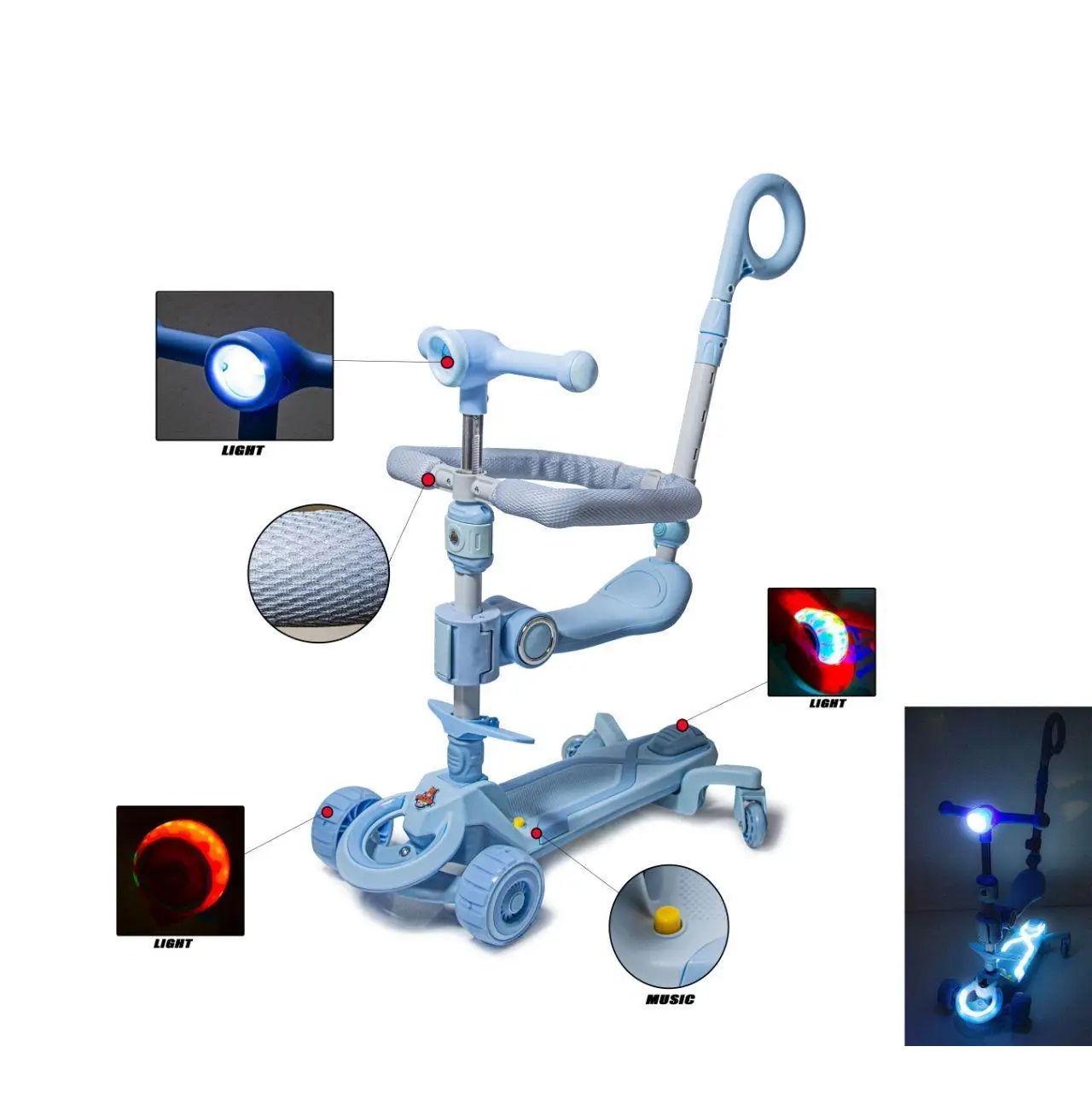Trotineta-Smart-Bleu-cu-lumini-7in1-Tricicleta-copii-Maner-parental