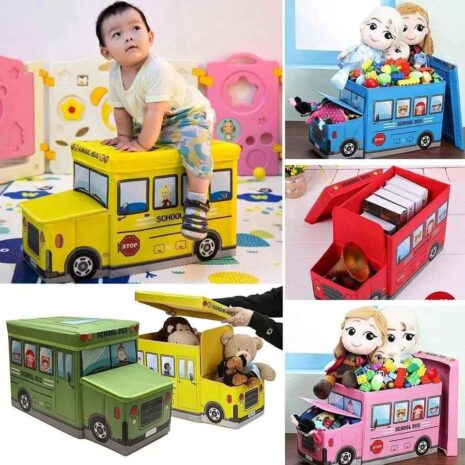 Cutie pentru depozitare Autobuzul Scolar pliabil cu capac si desene