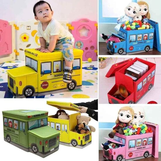 Cutie pentru depozitare Autobuzul Scolar pliabil cu capac si desene Cutie pentru depozitare Autobuzul Scolar pliabil cu capac si desene
