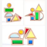 Joc cuburi senzoriale colorate curcubeu 6pc Rainbow Blocks