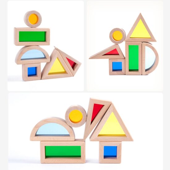 Joc cuburi senzoriale colorate curcubeu 6pc Rainbow Blocks