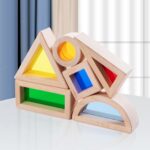 Joc cuburi senzoriale colorate curcubeu 6pc Rainbow Blocks