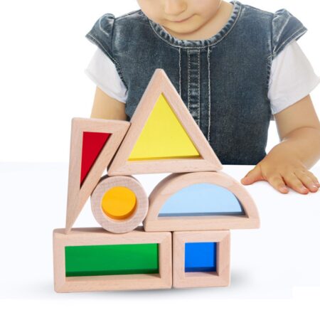 Joc cuburi senzoriale colorate curcubeu 6pc Rainbow Blocks