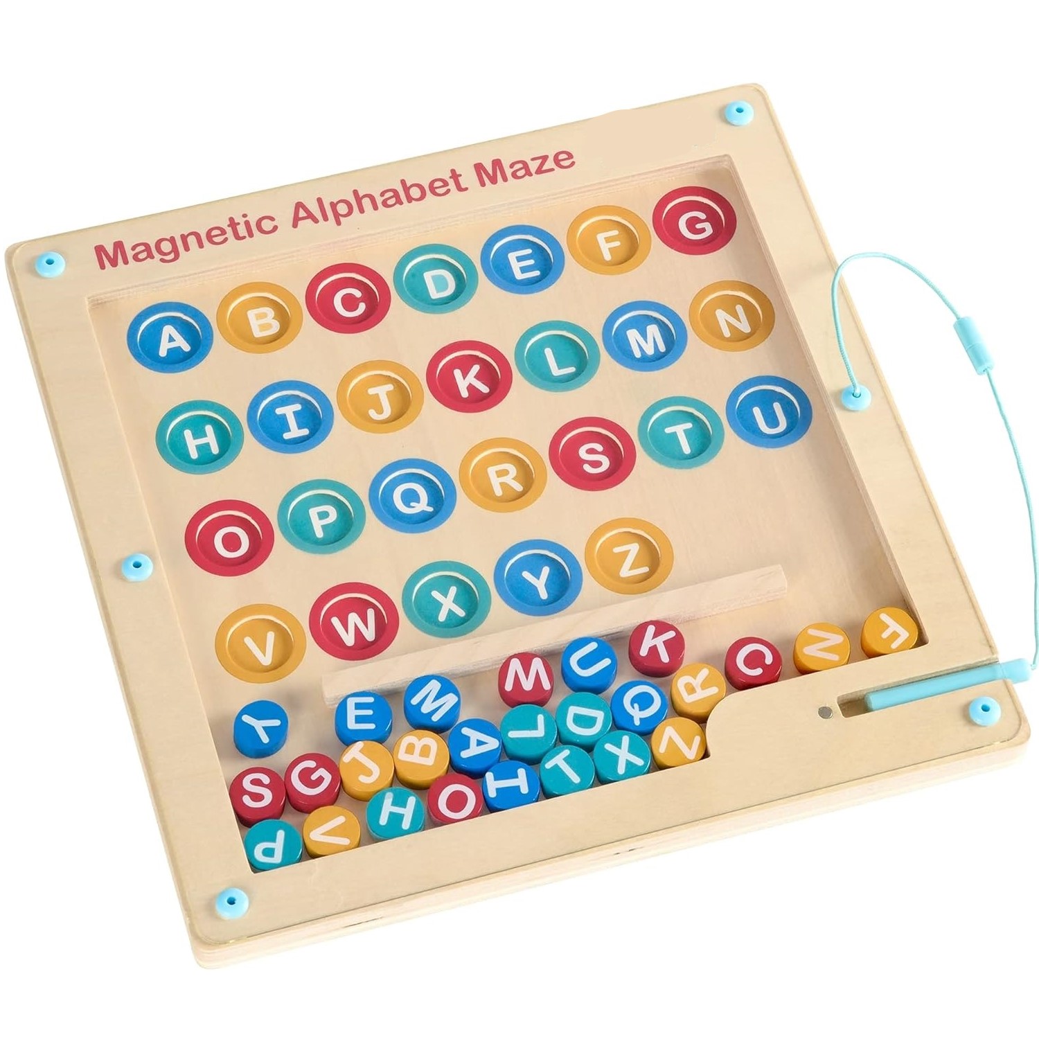 Joc educativ Montessori Tabla Alfabet magnetica Labirint copii