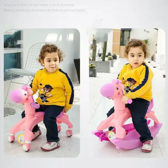 Jucarie 2in1 Balansoar Calut Animalut de impis cu roti Premergator