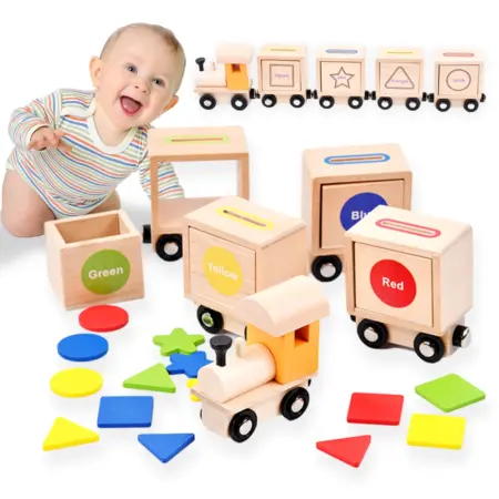 Jucarie Montessori Trenul pentru Sortarea Formelor geometrice