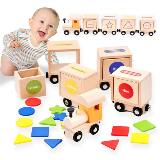 Jucarie Montessori Trenul pentru Sortarea Formelor geometrice
