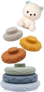 Jucarie bebe Turn Piramida Ursulet cu Cercuri Senzoriale