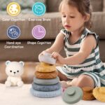 Jucarie bebe Turn Piramida Ursulet cu Cercuri Senzoriale