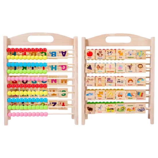 Jucarie educativa Montessori Abac cu Alfabet si Animale lemn