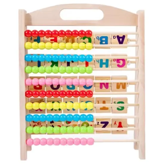 Jucarie educativa Montessori Abac cu Alfabet si Animale lemn