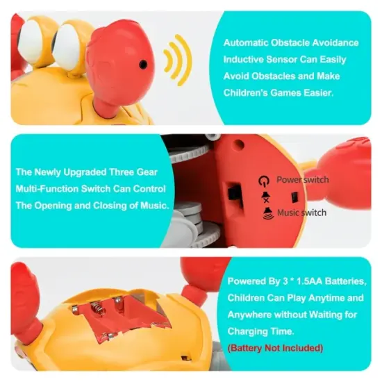 Jucarie interactiva Crabul mergator cu Sunete pentru bebelusi