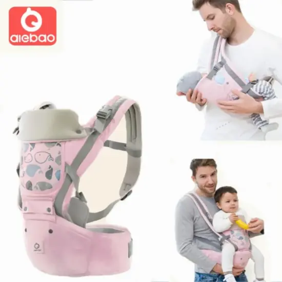 Marsupiu ergonomic Cangur Roz cu Scaunel 3in1 pentru bebe