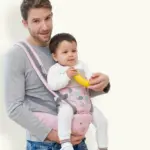 Marsupiu ergonomic Cangur Roz cu Scaunel 3in1 pentru bebe