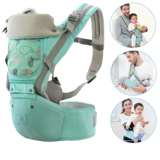 Marsupiu ergonomic Cangur vernil cu Scaunel 3in1 pentru bebe