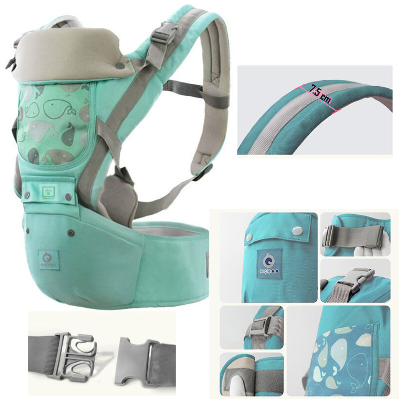 Marsupiu ergonomic Cangur vernil cu Scaunel 3in1 pentru bebe