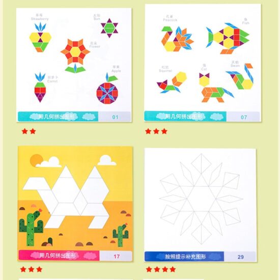 Puzzle Tangram si Tabla magnetica cu suport Burete si Marker