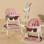 Scaun bebe Pliabil Roz pentru servirea Mesei Reglabil si Pliabil