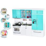 Set Mini bucatarie electronica bleu pentru papusi cu accesorii