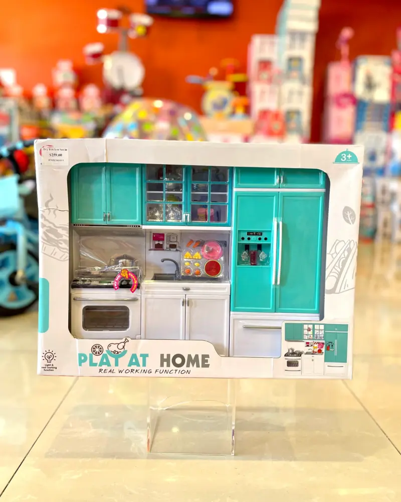 Set Mini bucatarie electronica bleu pentru papusi cu accesorii