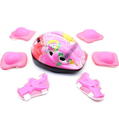 Set Protectii captusite Roz Casca pentru role skateboard copii