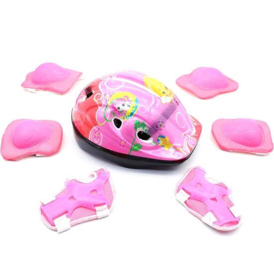 Set Protectii captusite Roz Casca pentru role skateboard copii Set Protectii captusite Roz Casca pentru role skateboard copii