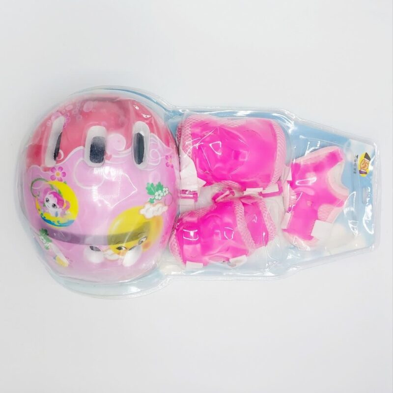 Set Protectii captusite Roz Casca pentru role skateboard copii