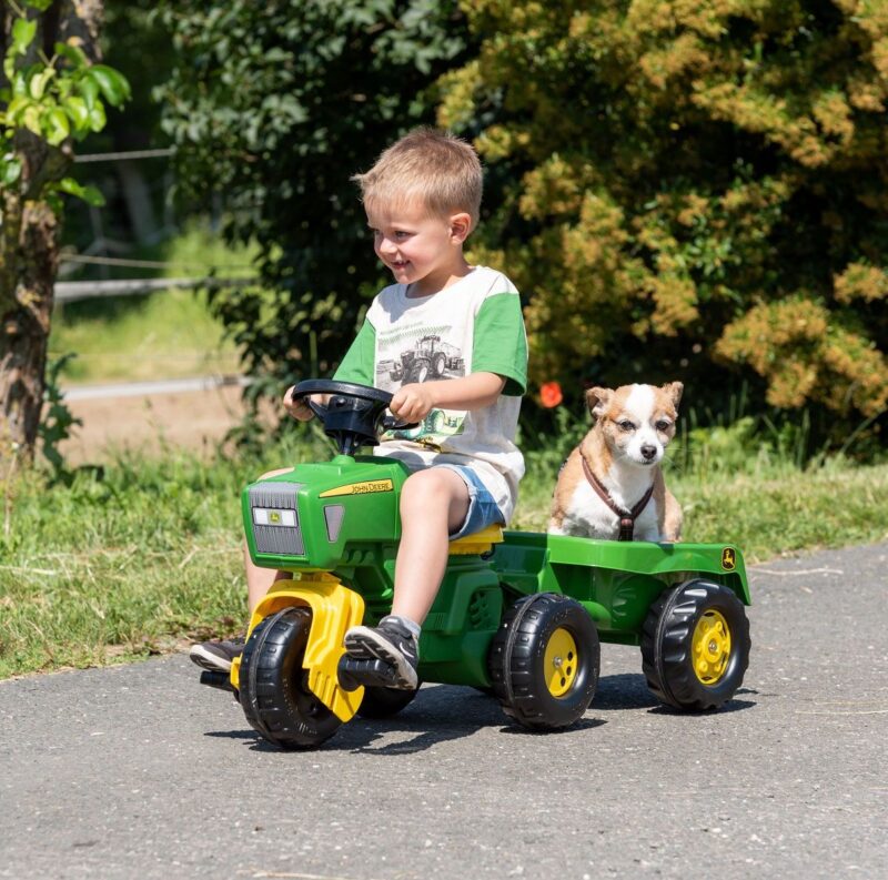 Tractor cu 3 Roti cu pedale Remorca RollyTrac pentru copii fermieri