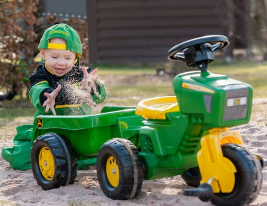 Tractor cu 3 Roti cu pedale Remorca RollyTrac pentru copii fermieri