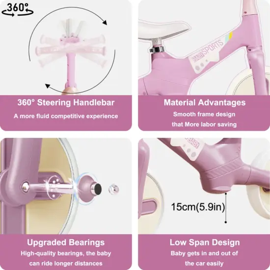 Bicicleta Ride On Lila fara pedale pentru echilibru Trotineta