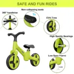 Bicicleta Ride On Verde fara pedale pentru echilibru Trotineta