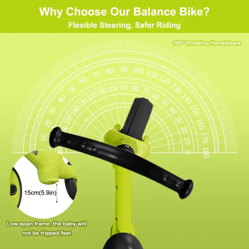 Bicicleta Ride On Verde fara pedale pentru echilibru Trotineta