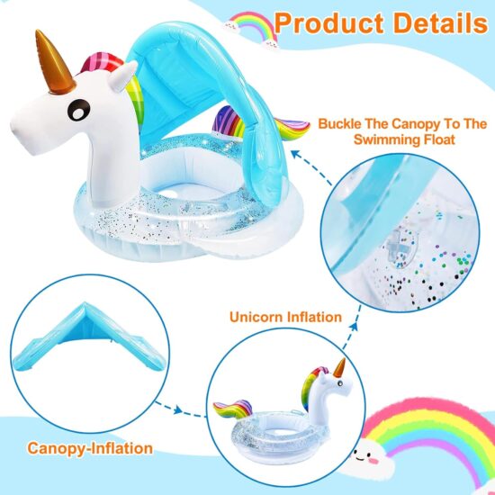 Colac Chilotel Unicorn cu Parasolar detasabil gonflabil copii