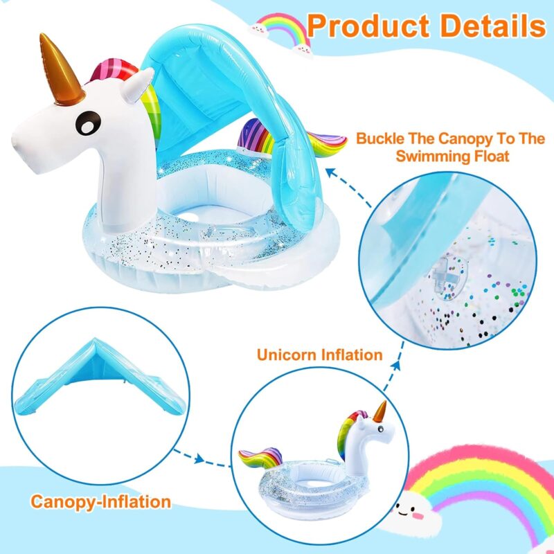 Colac Chilotel Unicorn cu Parasolar detasabil gonflabil copii