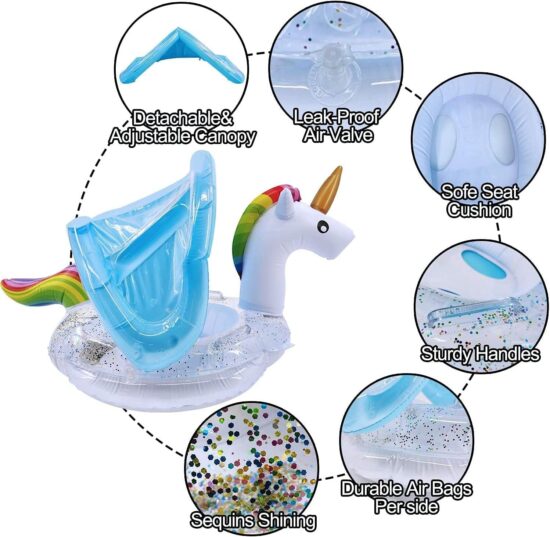 Colac Chilotel Unicorn cu Parasolar detasabil gonflabil copii