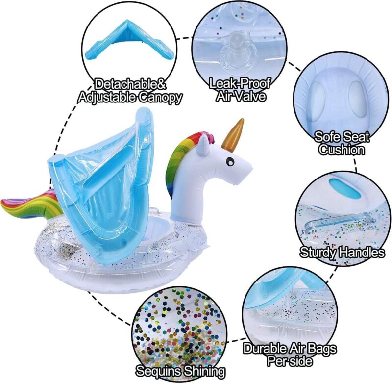 Colac Chilotel Unicorn cu Parasolar detasabil gonflabil copii