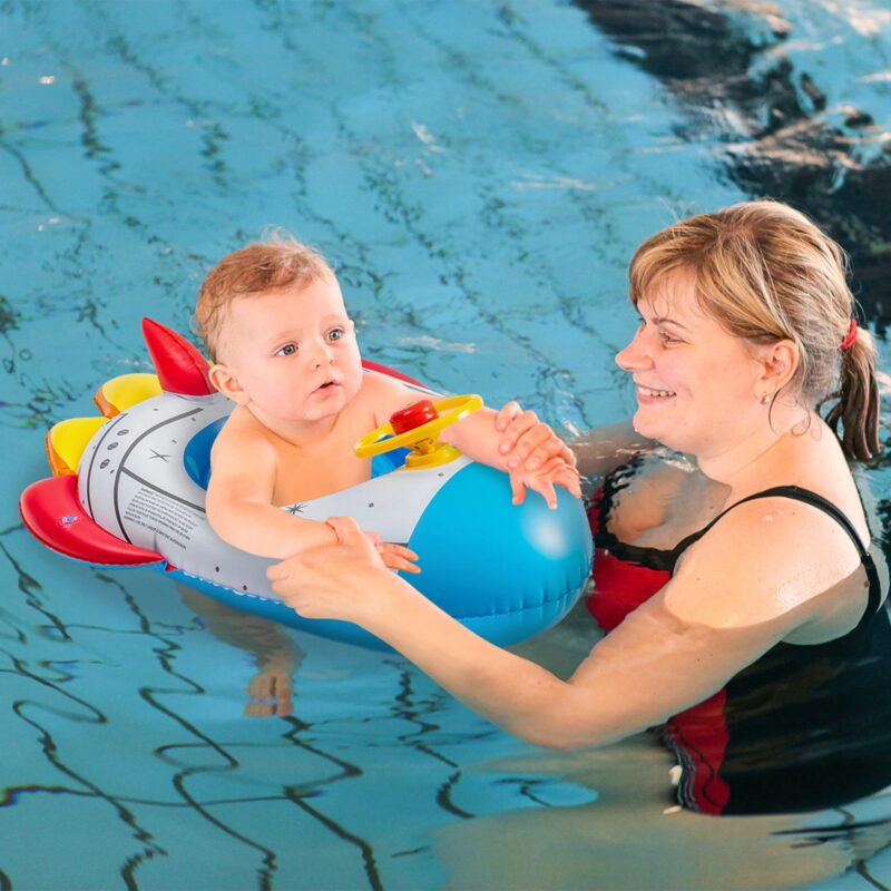 Colac Chilotel Gonflabil Barcuta cu orificii picioare si cu volan copii