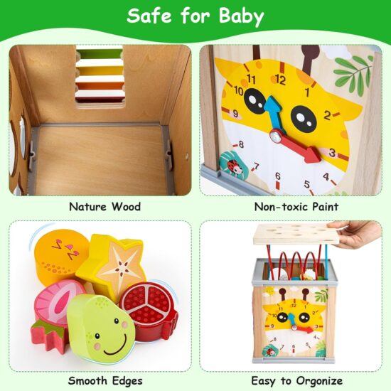 Cub Activitati Montessori 7in1 Pescuit Xilofon Sortare fructe lemn