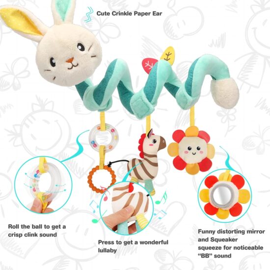 Jucarie Zornaitoare bebe Iepurasul Spirala pentru agatat din plus