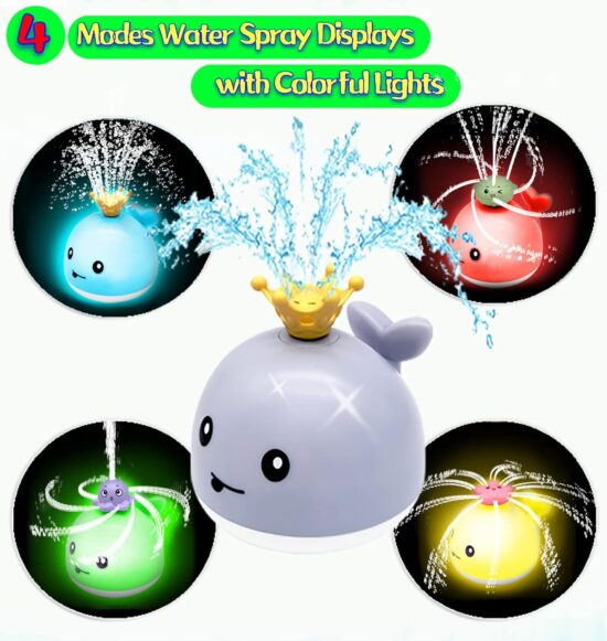 Jucarie baie bebe Balena Stropeste si Lumineaza cu 4 forme