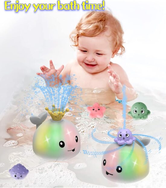 Jucarie baie bebe Balena Stropeste si Lumineaza cu 4 forme