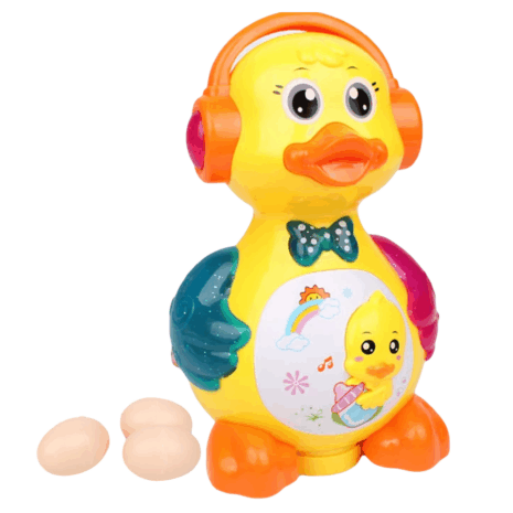 Jucarie interactiva copii Ratusca cu 3 oua Muzica si Lumini