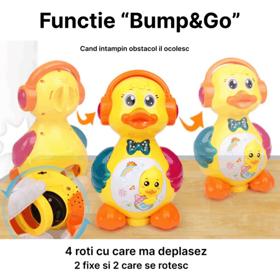 Jucarie interactiva copii Ratusca cu 3 oua Muzica si Lumini