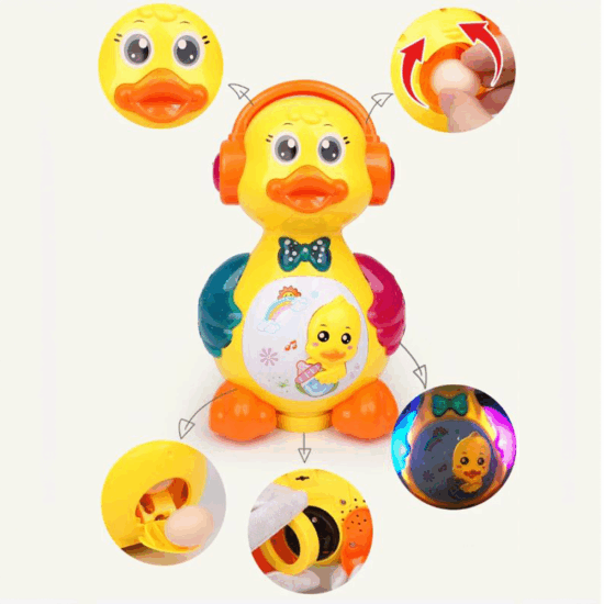 Jucarie interactiva copii Ratusca cu 3 oua Muzica si Lumini