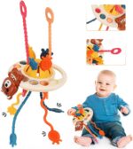 Jucarii senzoriale bebe Ursulet Joc Montessori Trage snurul silicon