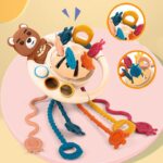 Jucarii senzoriale bebe Ursulet Joc Montessori Trage snurul silicon