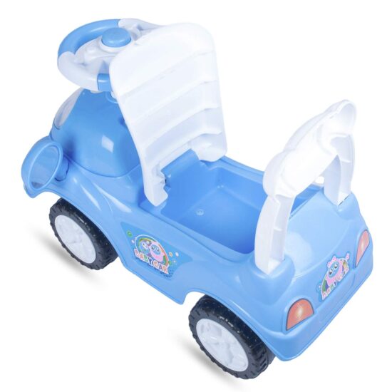 Masinuta Muzicala de impins Bleu Ride On cu Oglinzi Spatar Volan